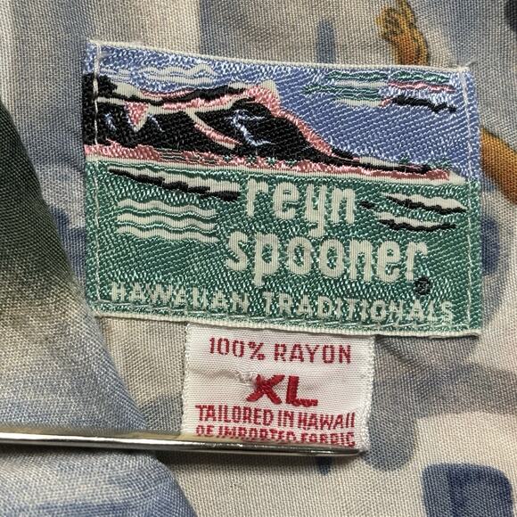 Vintage Reyn Spooner Hawaiian Shirt Mens XL Hula Girls Traditionals Volcano Luau - Picture 3 of 16